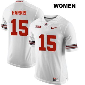 Women's NCAA Ohio State Buckeyes Jaylen Harris #15 College Stitched Authentic Nike White Football Jersey LC20E35CK